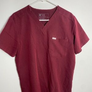 Leon™ Three-Pocket Scrub Top Size Small Burgundy